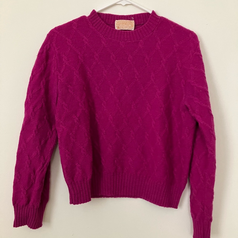 Pendleton sweater, fuchsia